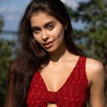 Young and pretty brunette lady Foxy Alissa takes off her red dress outdoors in “My Favourite Place” by Love Hairy_6858dac1e314b.jpeg